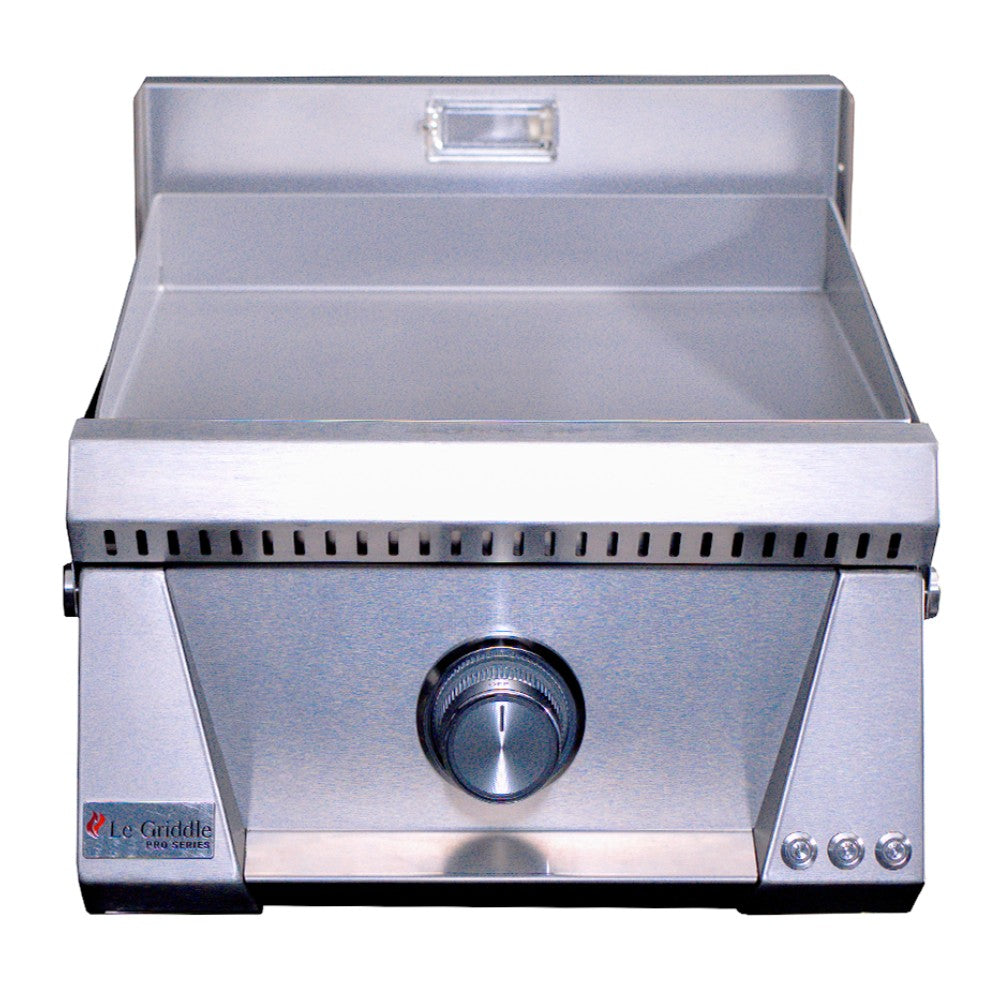 Le Griddle Pro built-in gas griddle with stainless steel plate and front temperature knob
