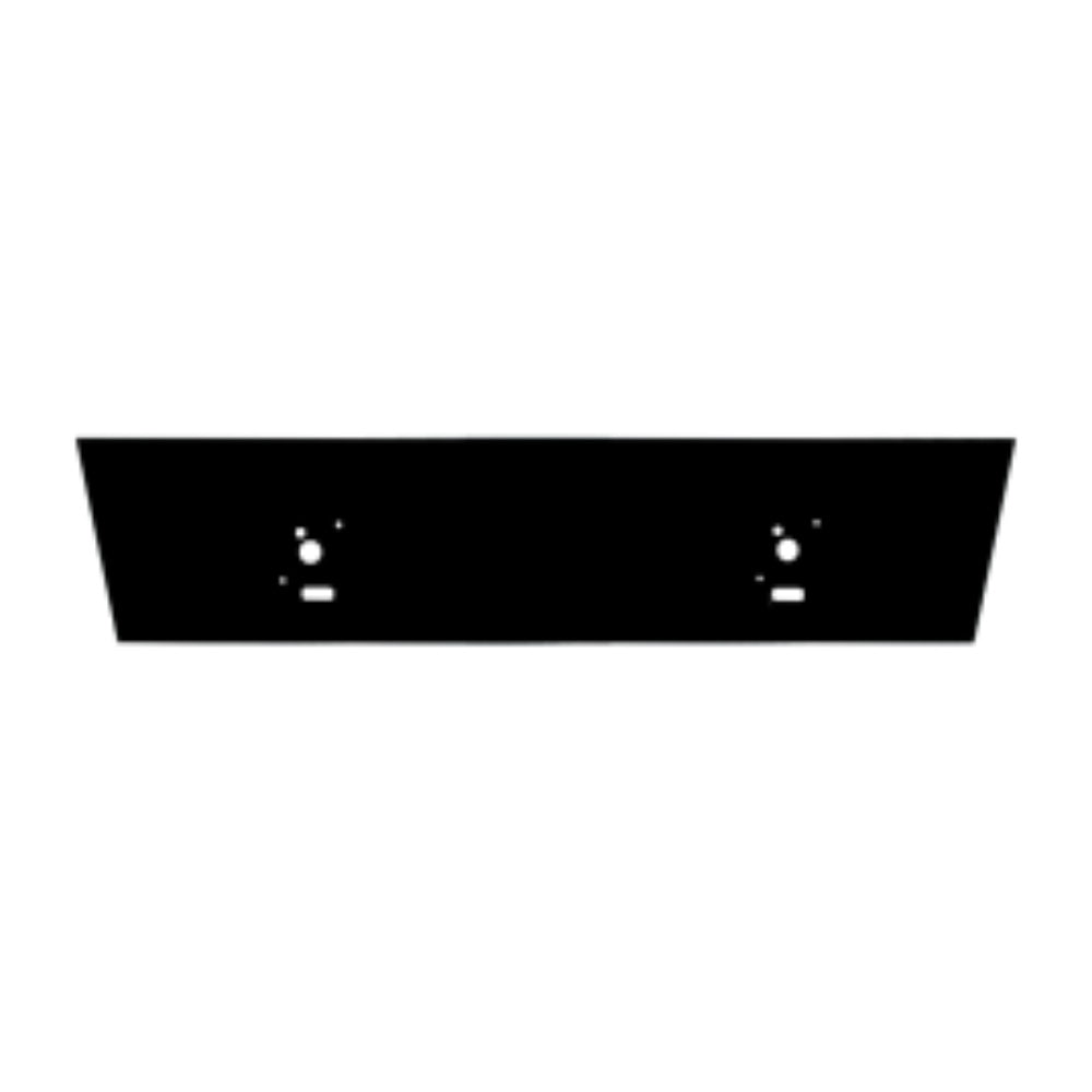 Matte black griddle front panel with two fastener openings