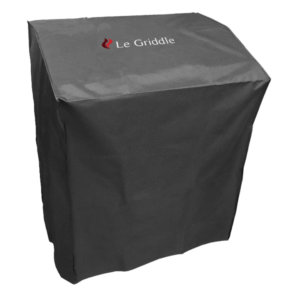 Dark vinyl griddle cover with Le Griddle logo, fitted for freestanding griddle