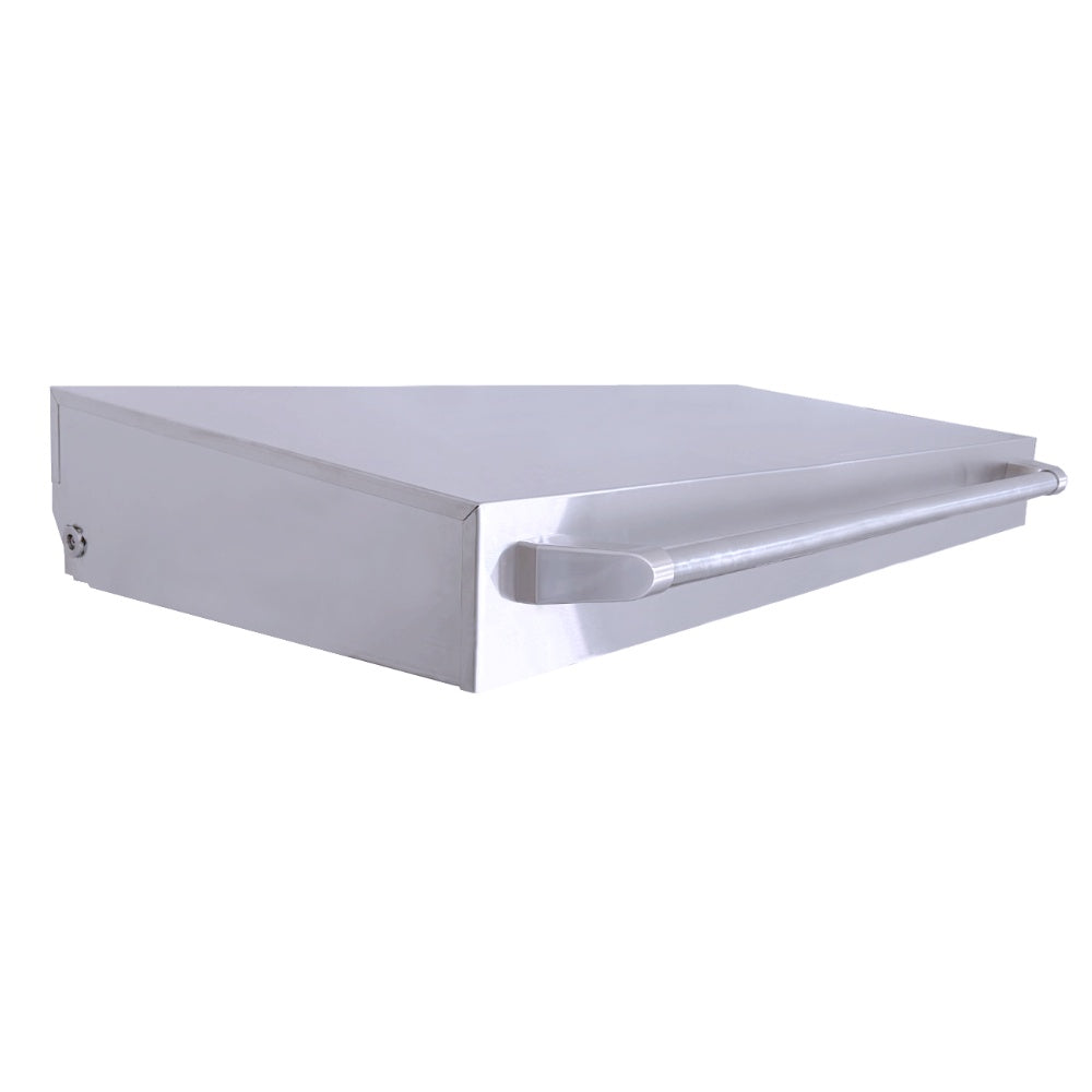 Stainless steel griddle lid, open with side handle and locking lip