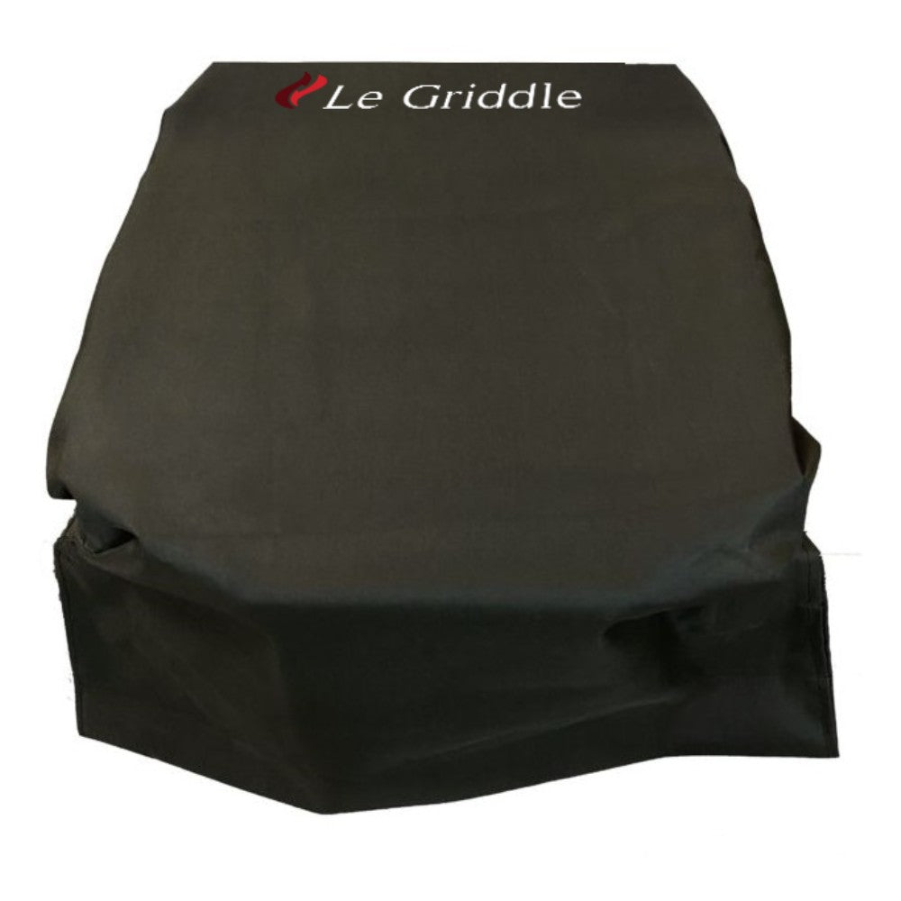 Black vinyl grill cover with Le Griddle logo, designed for built-in griddle