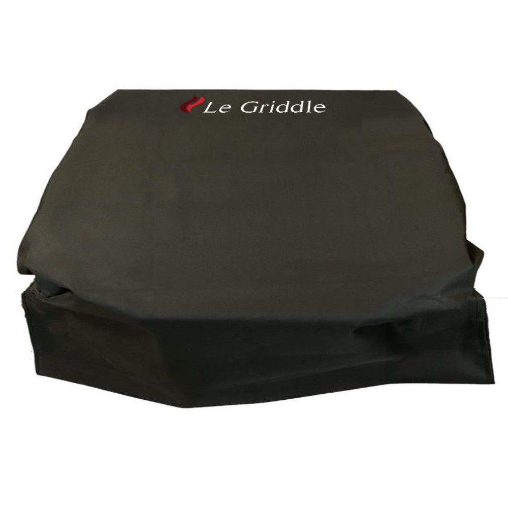 Dark vinyl griddle cover with Le Griddle logo and side drape
