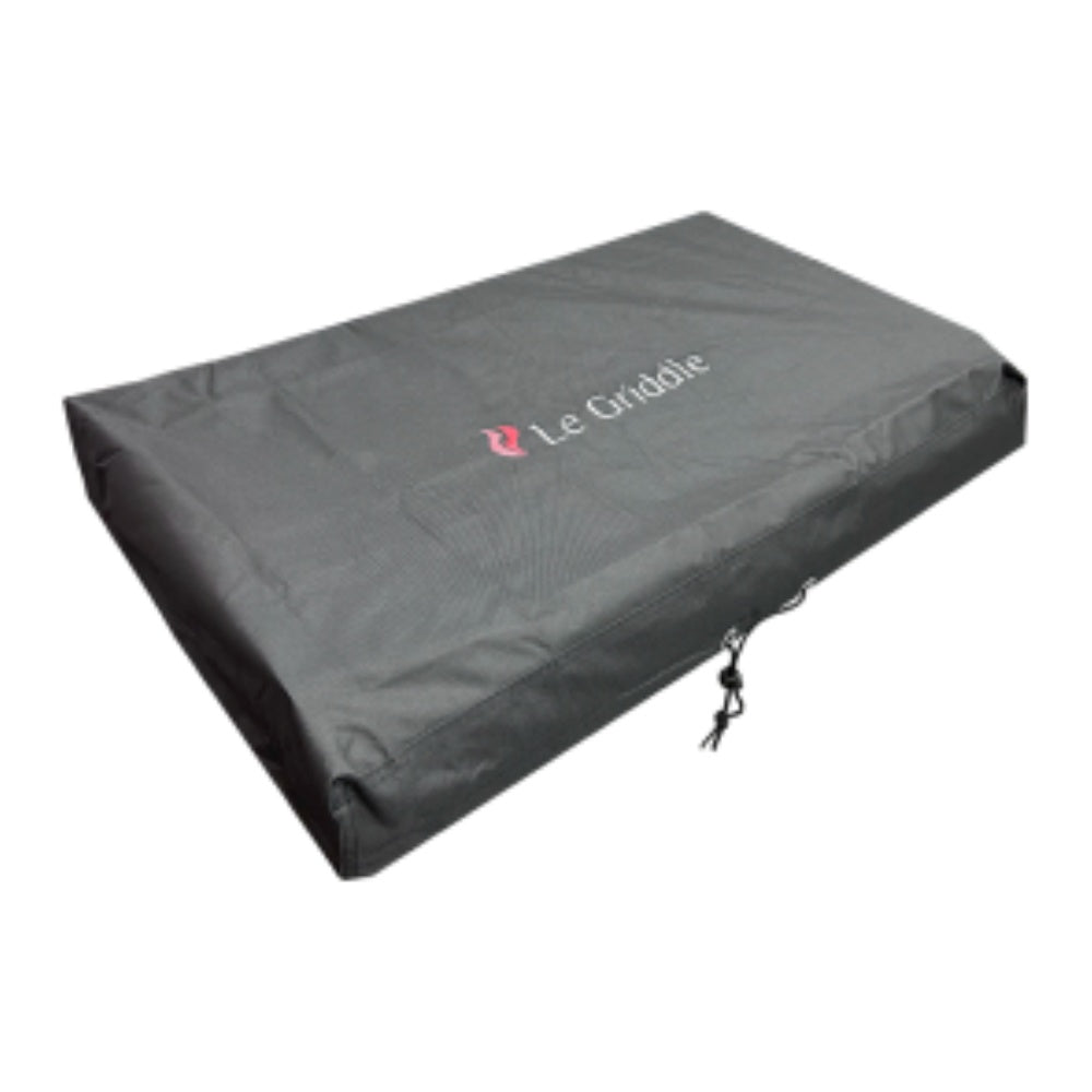 Black vinyl griddle cover with drawstring and Le Griddle logo