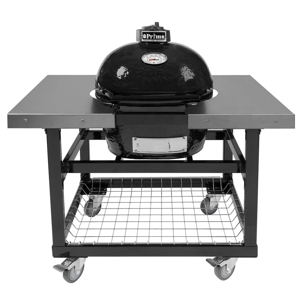 Primo CJRH Junior Oval Ceramic Charcoal Kamado Grill on Cart