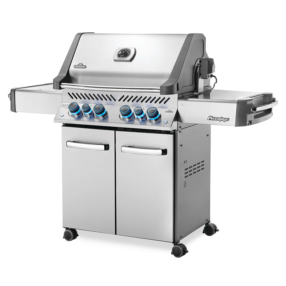 Napoleon P500RSIB-3 Prestige 500 Gas Grill On Cart with Rotisserie and Side Burner, 28-Inches