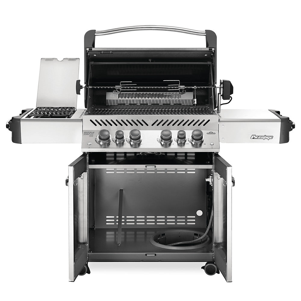 Napoleon P500RSIB-3 Prestige 500 Gas Grill On Cart with Rotisserie and Side Burner, 28-Inches