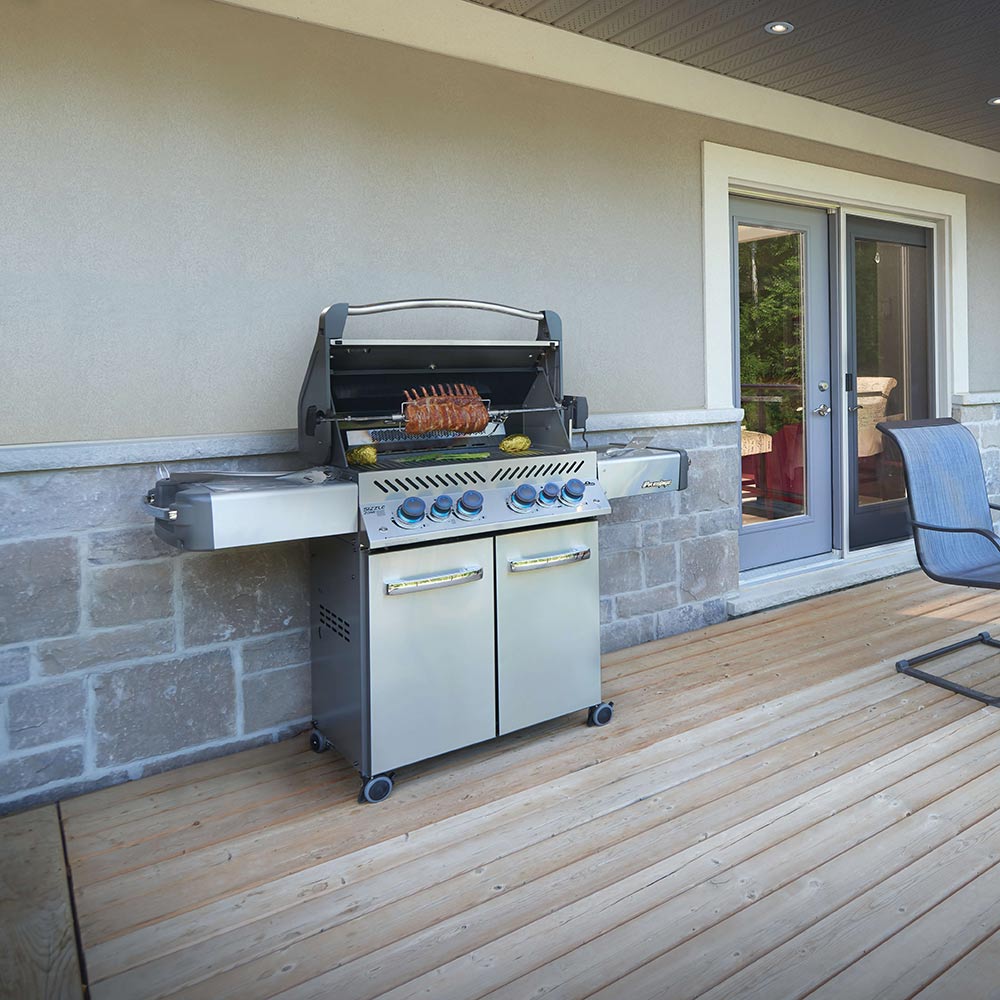 Napoleon P500RSIB-3 Prestige 500 Gas Grill On Cart with Rotisserie and Side Burner, 28-Inches