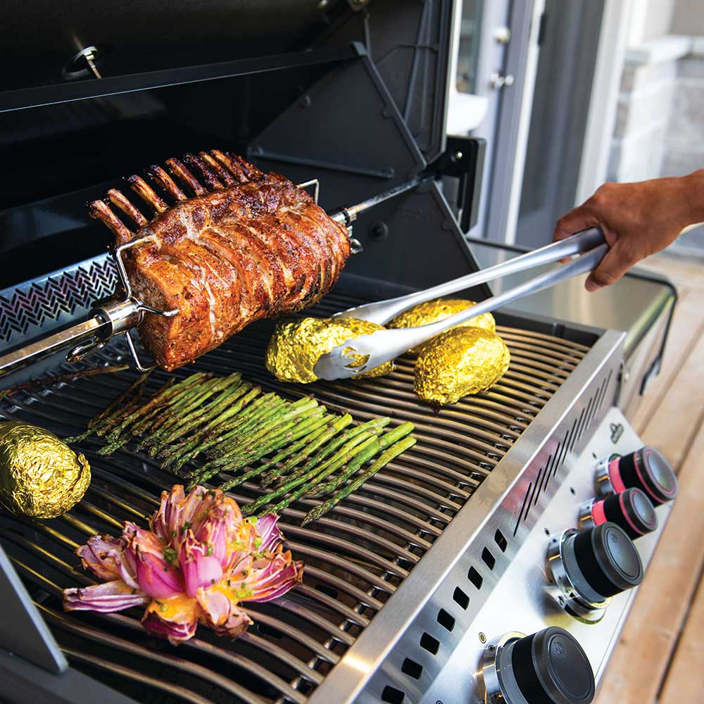 Napoleon P500RSIB-3 Prestige 500 Gas Grill On Cart with Rotisserie and Side Burner, 28-Inches