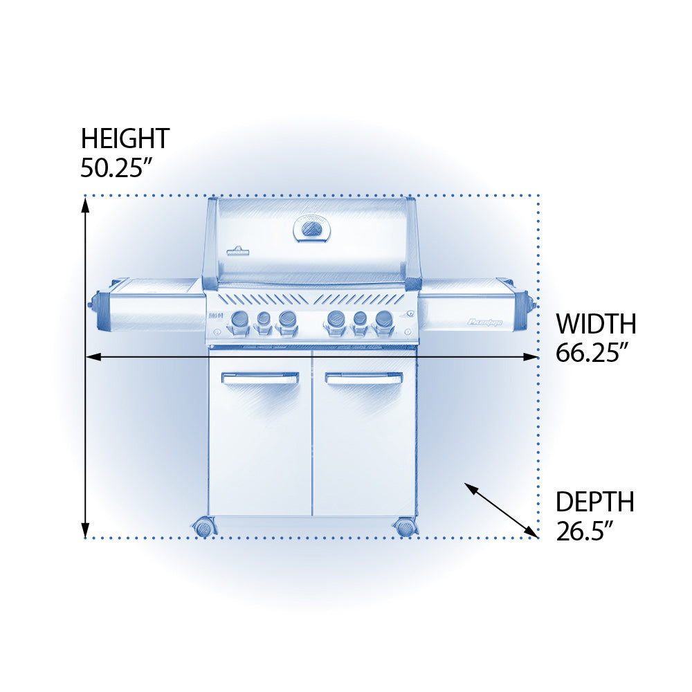 Napoleon P500RSIB-3 Prestige 500 Gas Grill On Cart with Rotisserie and Side Burner, 28-Inches