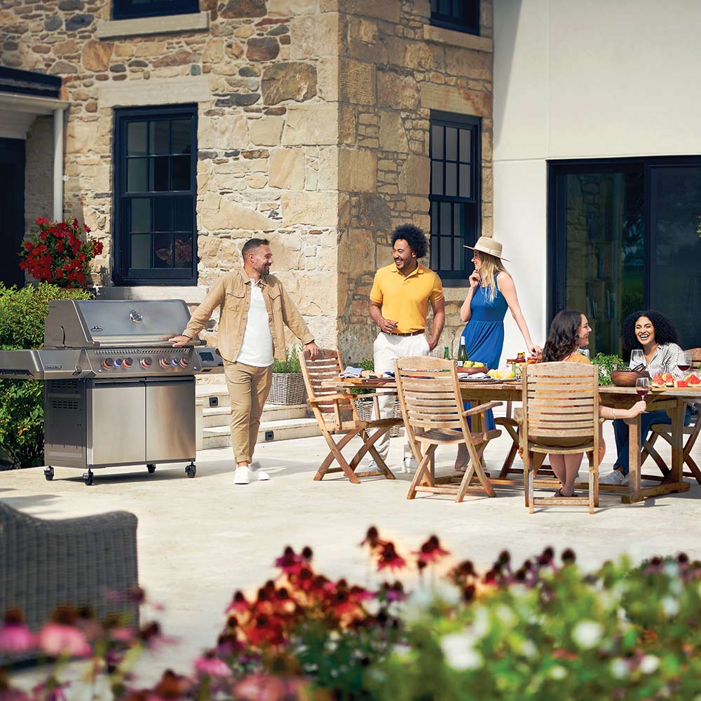 Napoleon Prestige 665 Connected Gas Grill On Cart with Infrared Side and Rear Burner