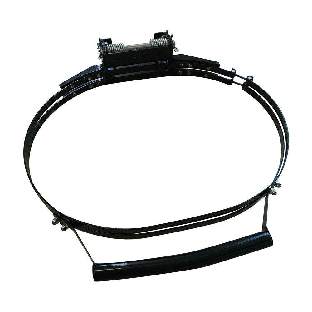 Black metal hinge and handle kit with oval looped bands, mounting clips