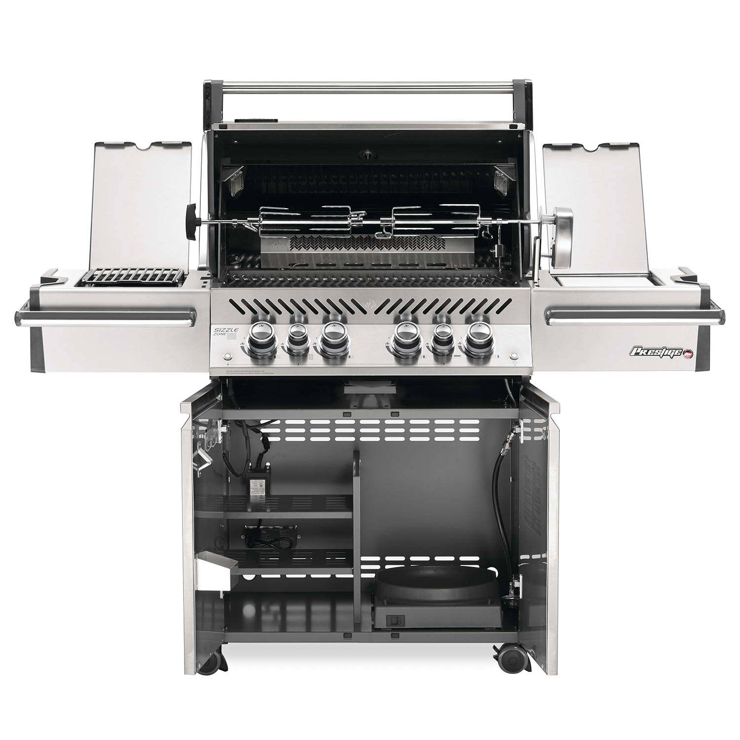 Napoleon PRO500RSIBSS-3 Prestige PRO 500 Gas Grill On Cart with Rotisserie and Side Burner, 28-Inches