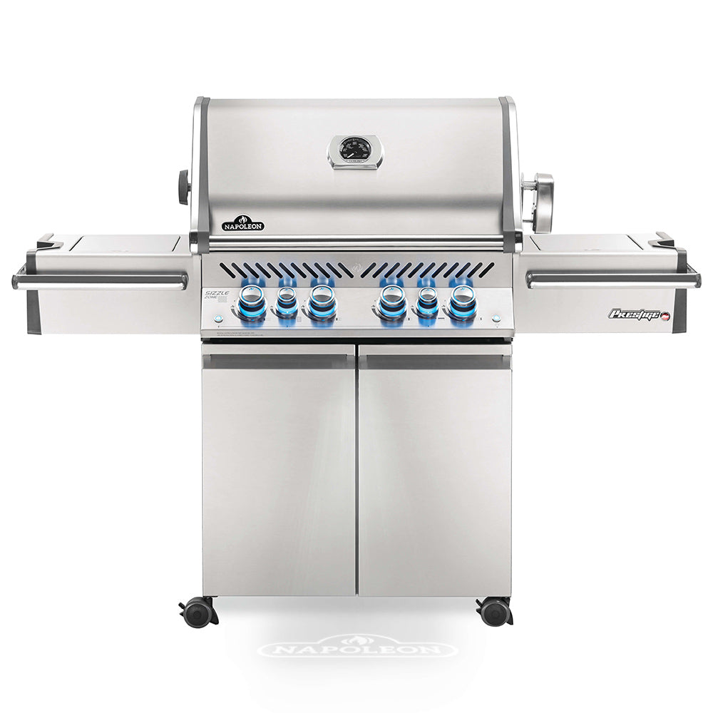 Napoleon PRO500RSIBSS-3 Prestige PRO 500 Gas Grill On Cart with Rotisserie and Side Burner, 28-Inches