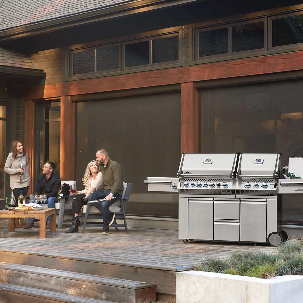 Napoleon PRO825RSBISS-3 Prestige PRO 825 Series Gas Grill On Cart with Rotisserie and Side Burner, 45-Inches