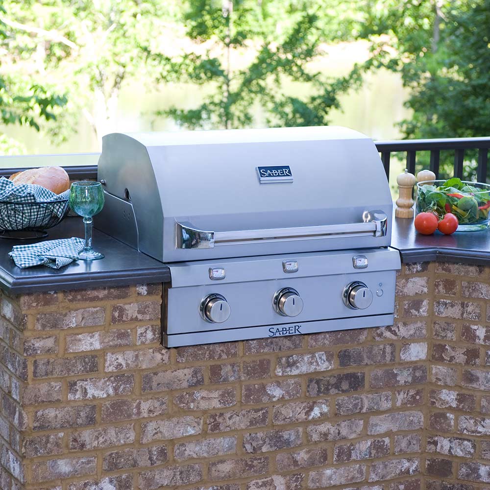 Saber R50SB0417 3-Burner Premium Built-In Infrared Grill, 32-Inches