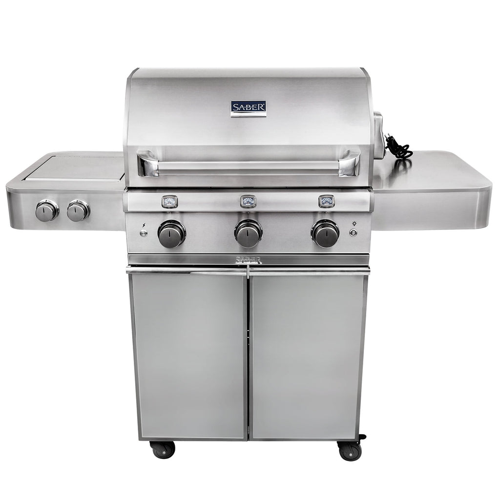 Saber R50SC1417 3-Burner Elite Freestanding Infrared Grill with Rotisserie & Side Burner, 32-Inches