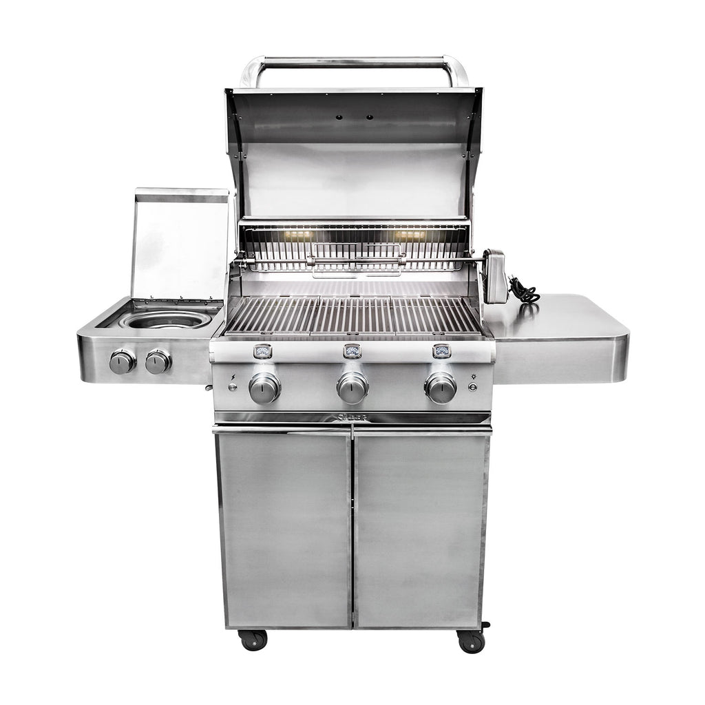 Saber R50SC1417 3-Burner Elite Freestanding Infrared Grill with Rotisserie & Side Burner, 32-Inches