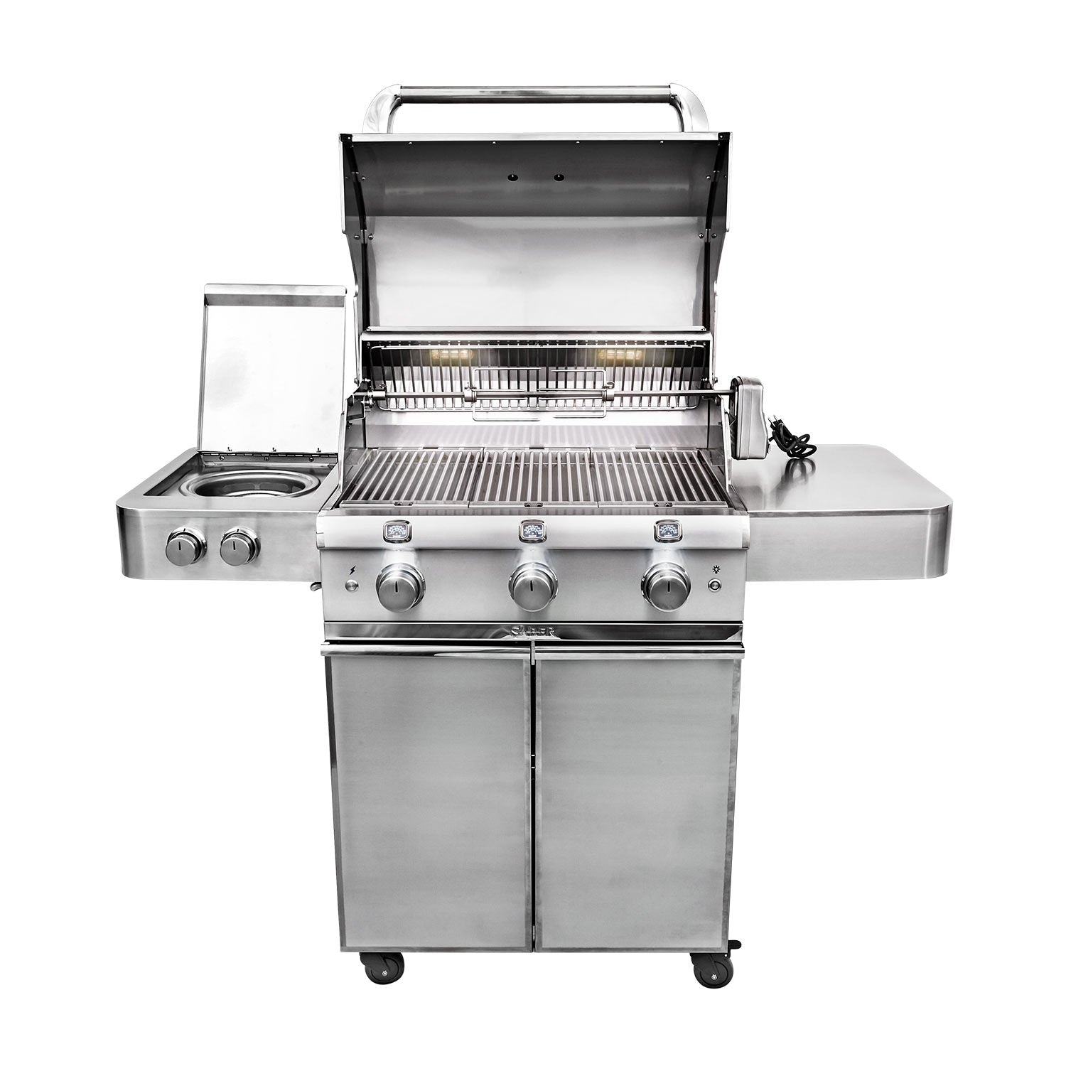 Saber R50SC1417 3-Burner Elite Freestanding Infrared Grill with Rotisserie & Side Burner, 32-Inches