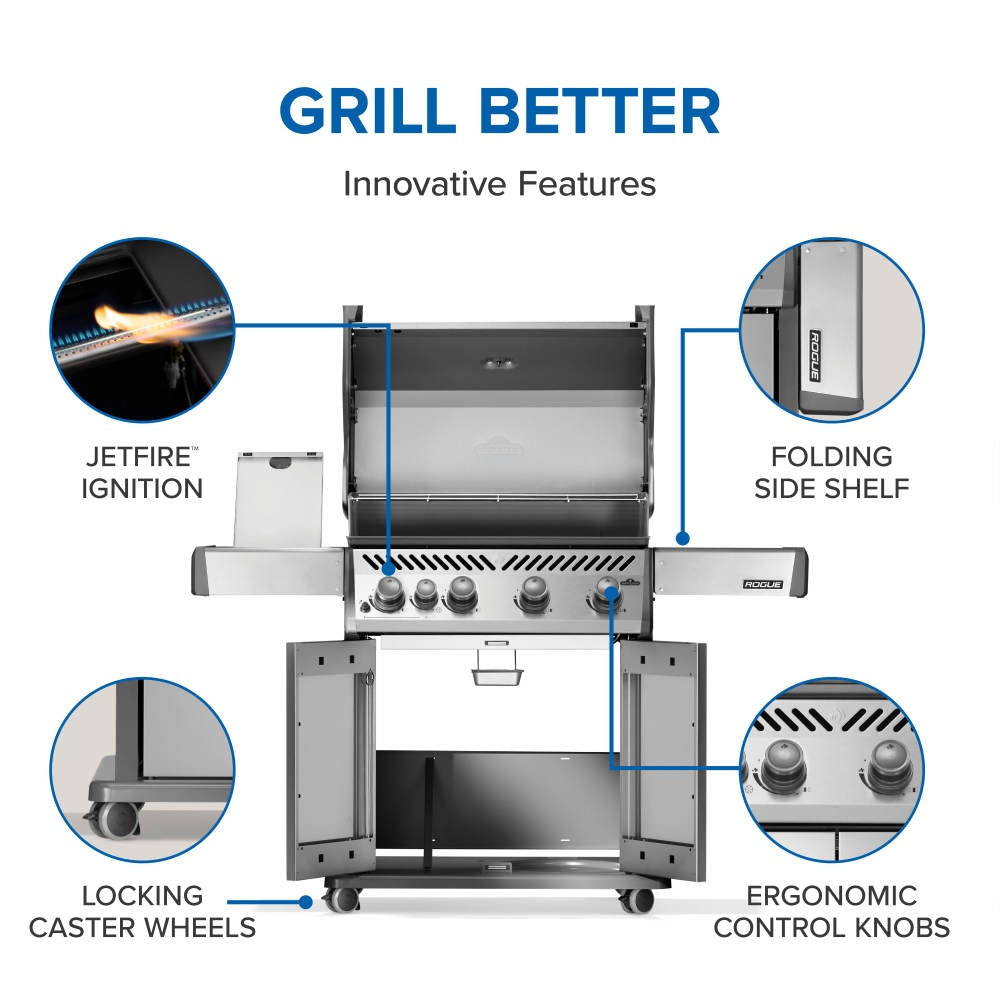 Napoleon Rogue 525 Gas Grill with Range Side Burner, Stainless Steel