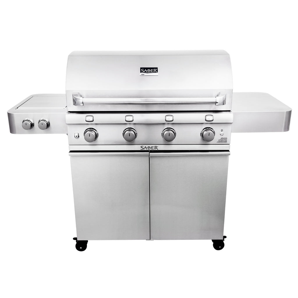 Saber R67SC0017 4-Burner Deluxe Freestanding Infrared Grill with Side Burner, 40-Inches