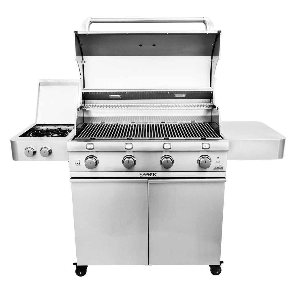 Saber R67SC0017 4-Burner Deluxe Freestanding Infrared Grill with Side Burner, 40-Inches