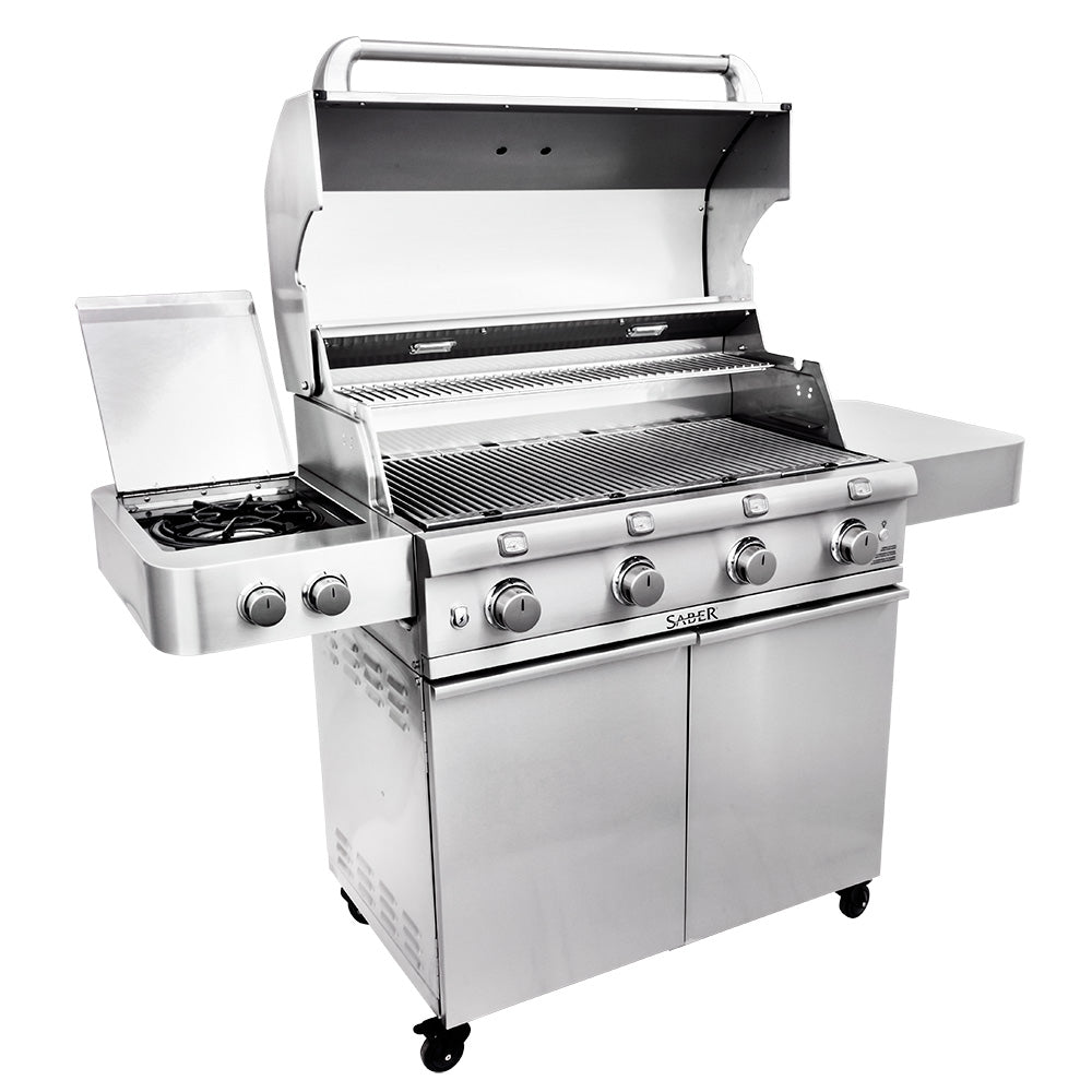 Saber R67SC0017 4-Burner Deluxe Freestanding Infrared Grill with Side Burner, 40-Inches