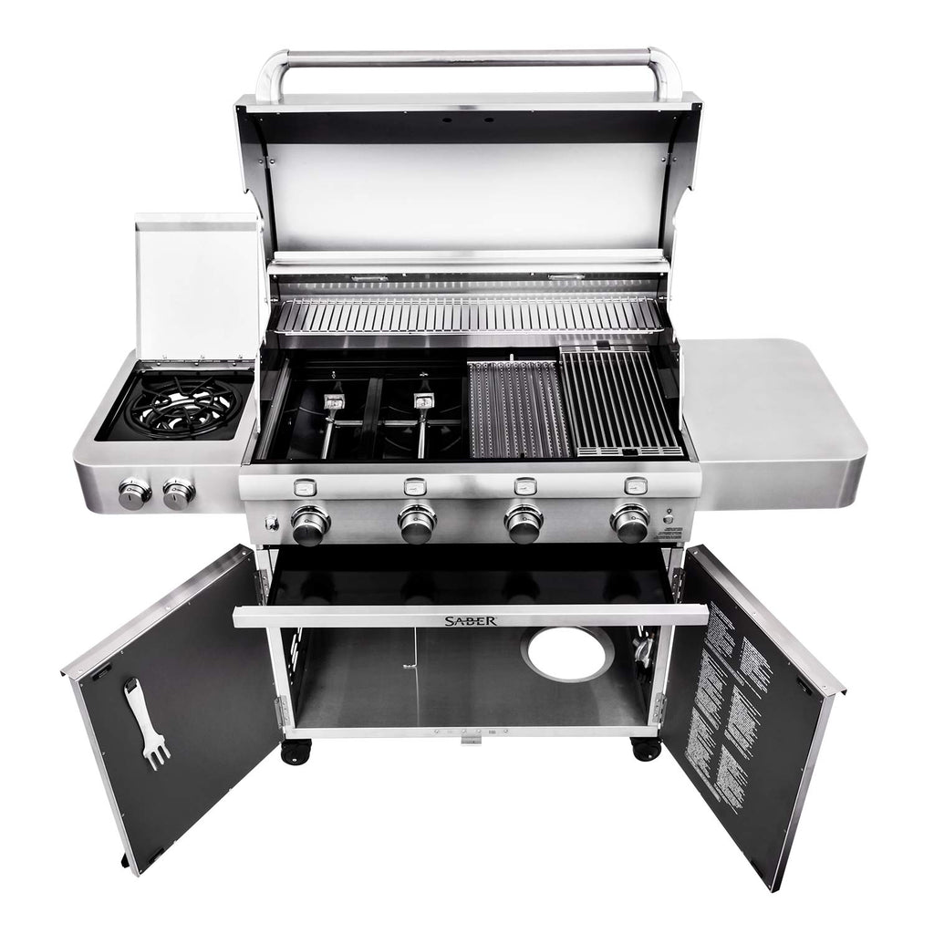 Saber R67SC0017 4-Burner Deluxe Freestanding Infrared Grill with Side Burner, 40-Inches