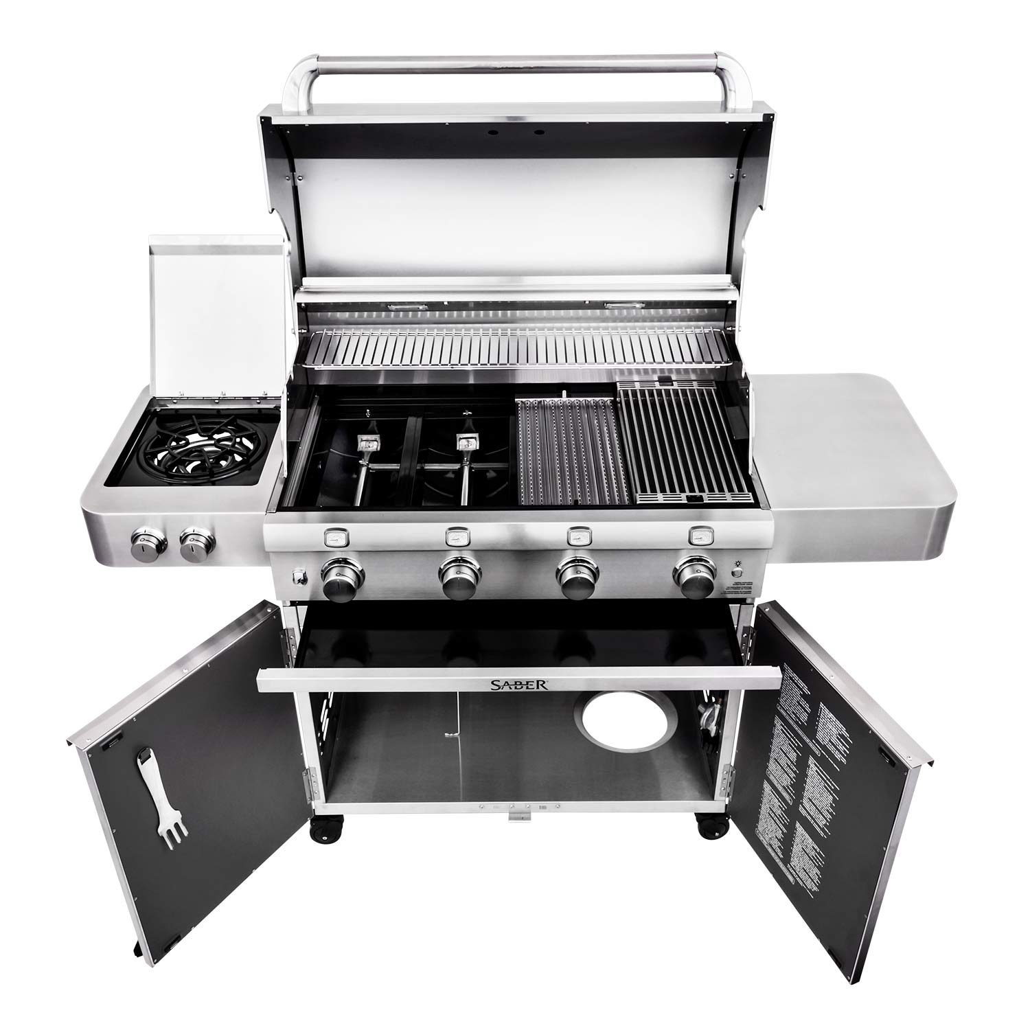 Saber R67SC0017 4-Burner Deluxe Freestanding Infrared Grill with Side Burner, 40-Inches