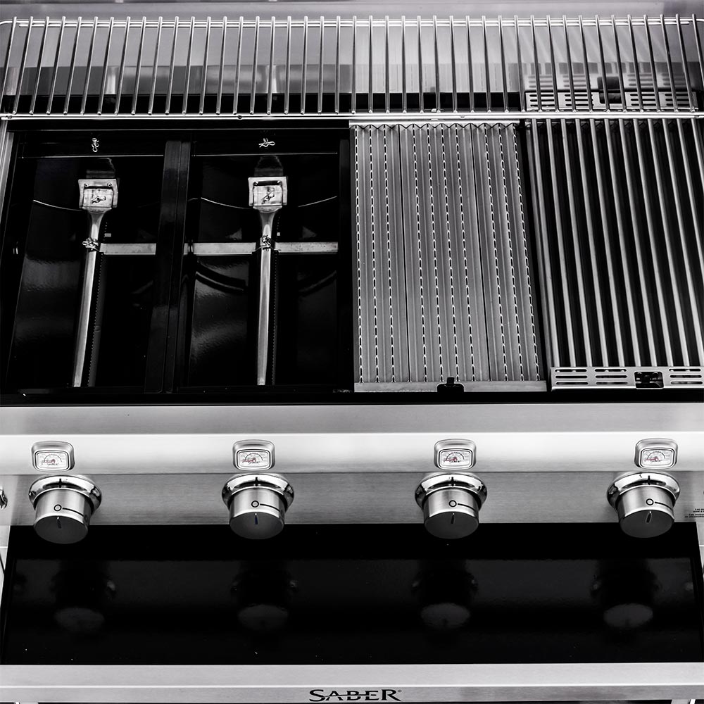 Saber R67SC0017 4-Burner Deluxe Freestanding Infrared Grill with Side Burner, 40-Inches