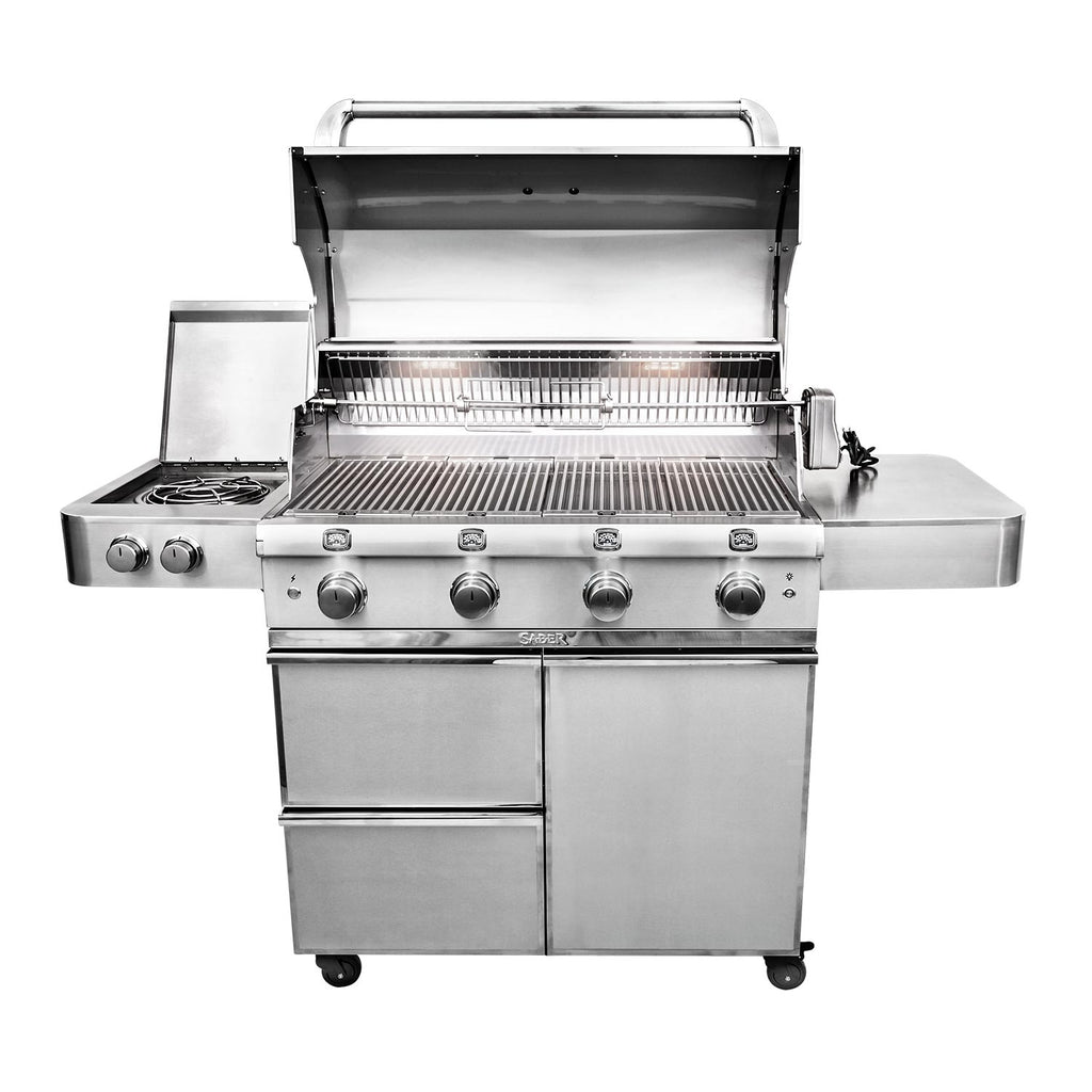 Saber R67SC0917 4-Burner Elite Freestanding Infrared Grill with Rotisserie & Side Burner, 40-Inches