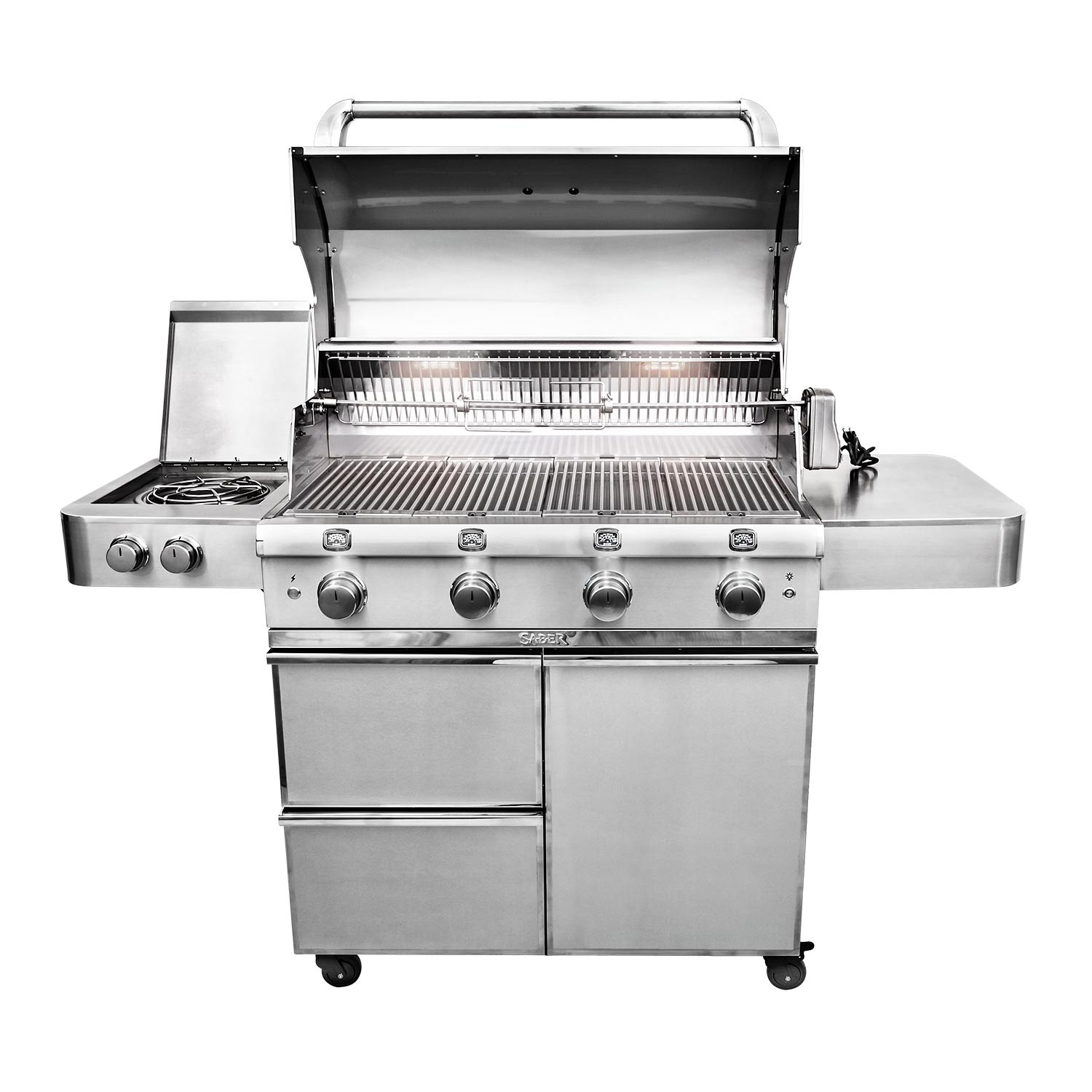 Saber R67SC0917 4-Burner Elite Freestanding Infrared Grill with Rotisserie & Side Burner, 40-Inches