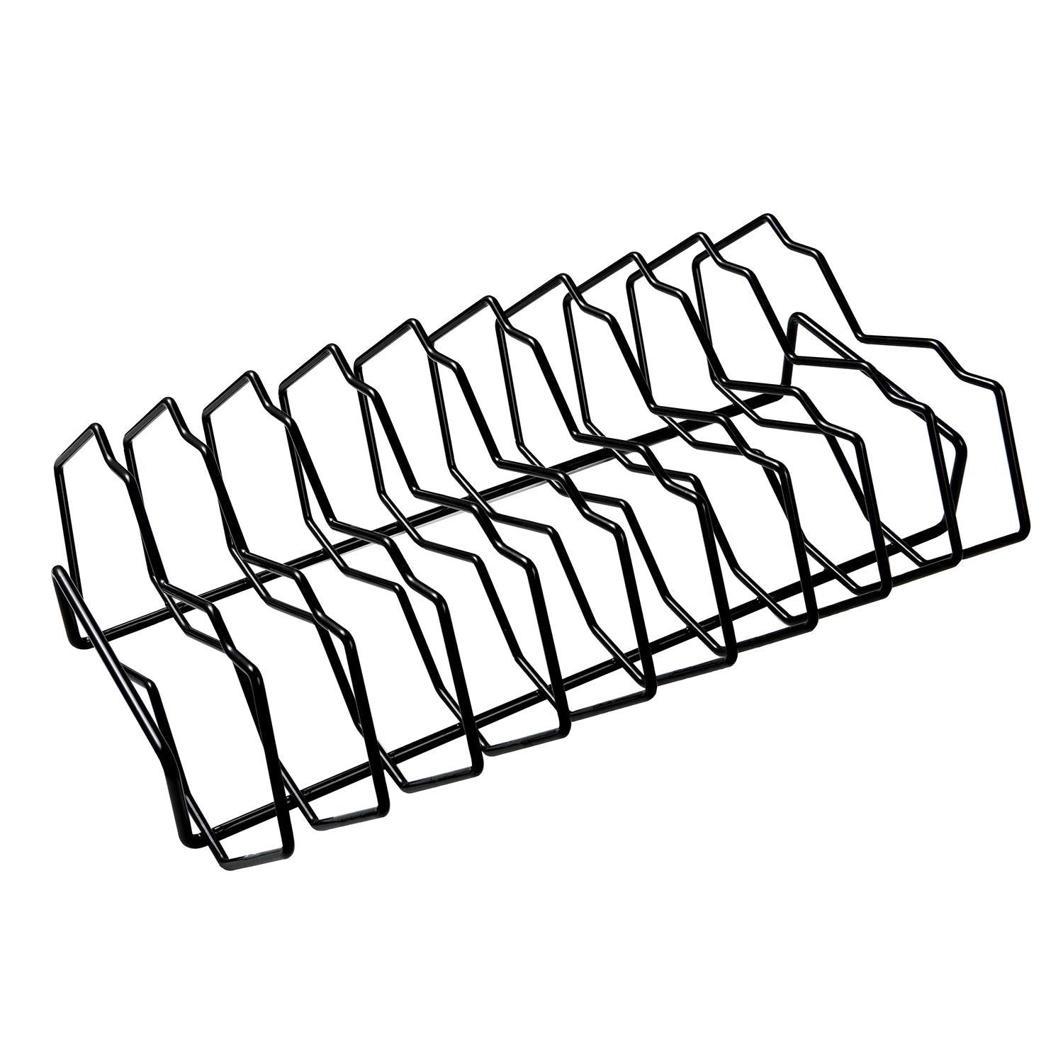 9-slot black metal rib rack with curved prongs