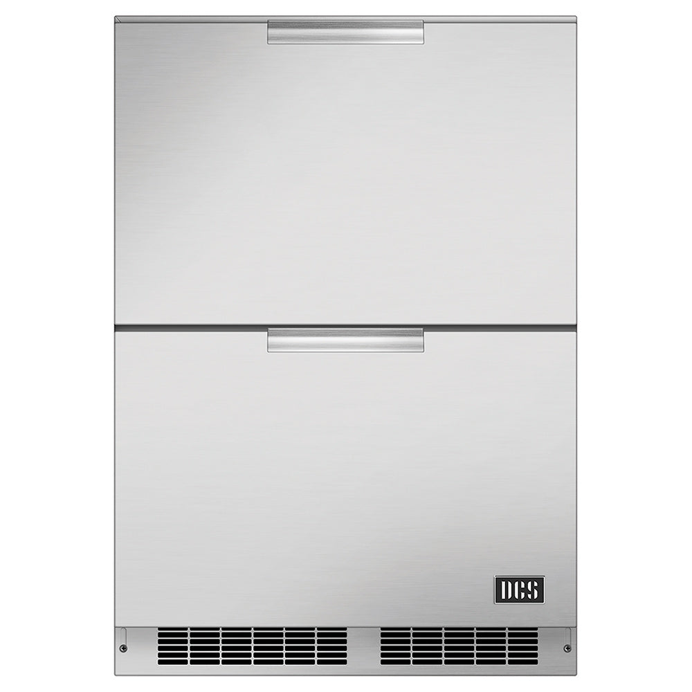 Stainless steel refrigerated double-drawer cooler with two drawers and front vents