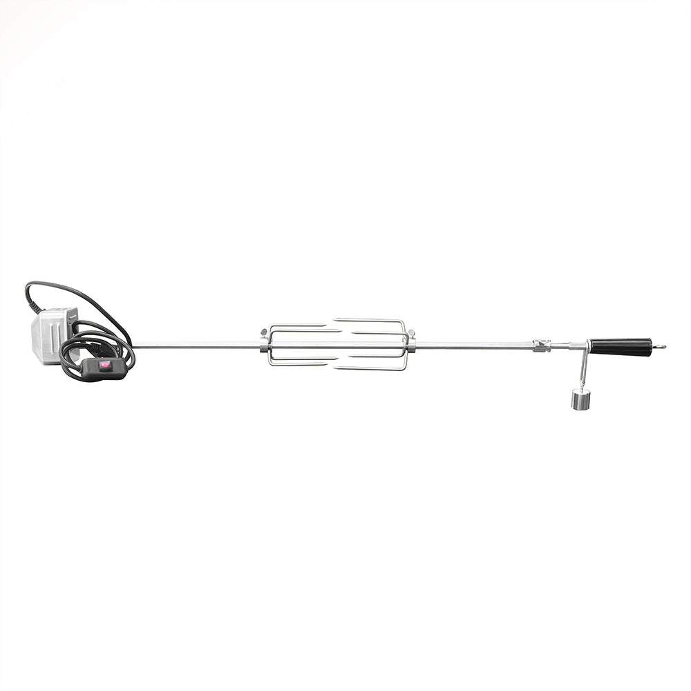 Rotisserie replacement spit rod with motor, mounting hardware and two forks