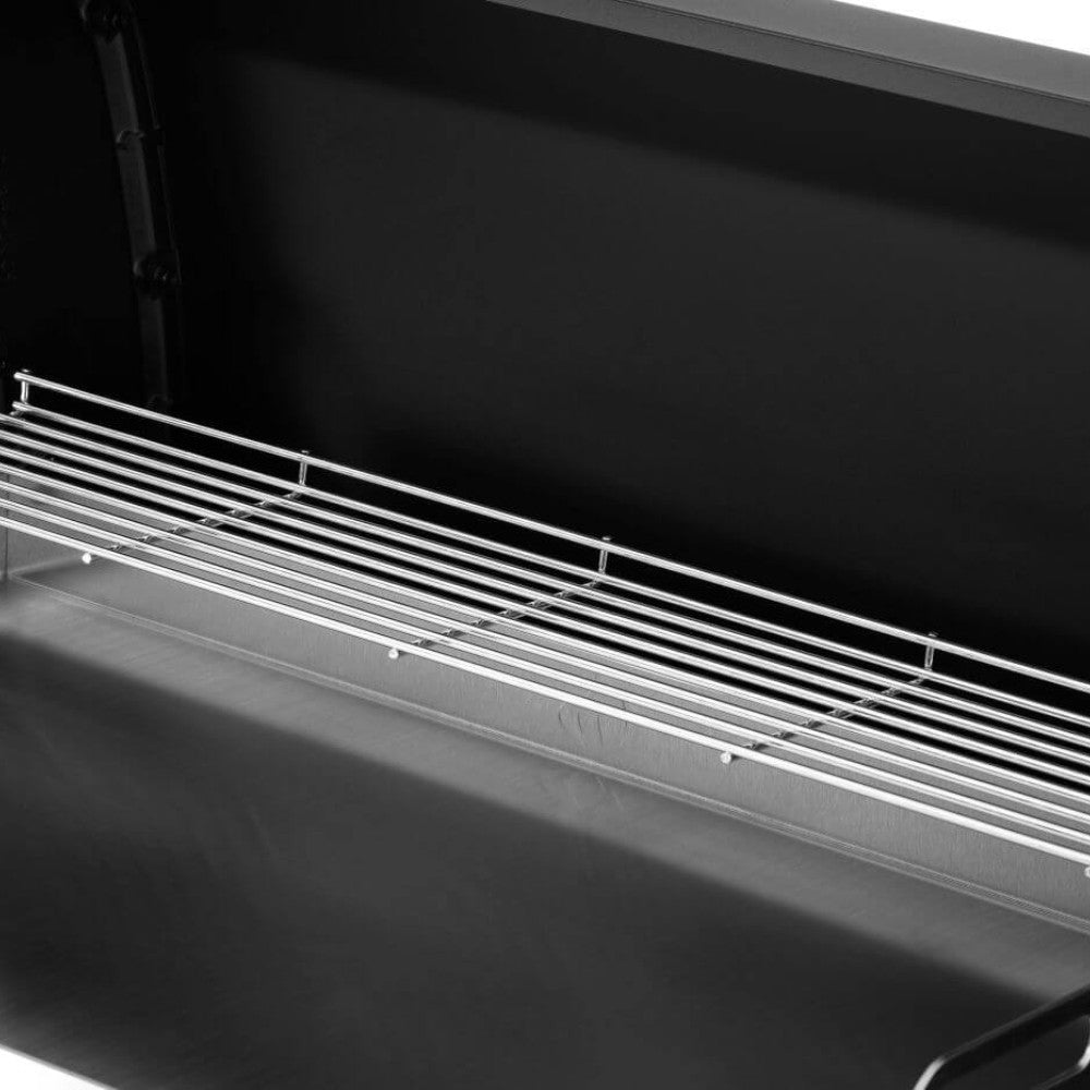 Stainless warming rack inside the griddle cooking chamber