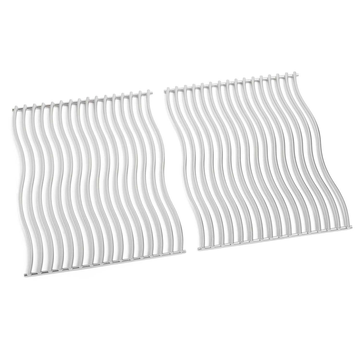 Stainless steel cooking grid set with parallel bar grates, two pieces