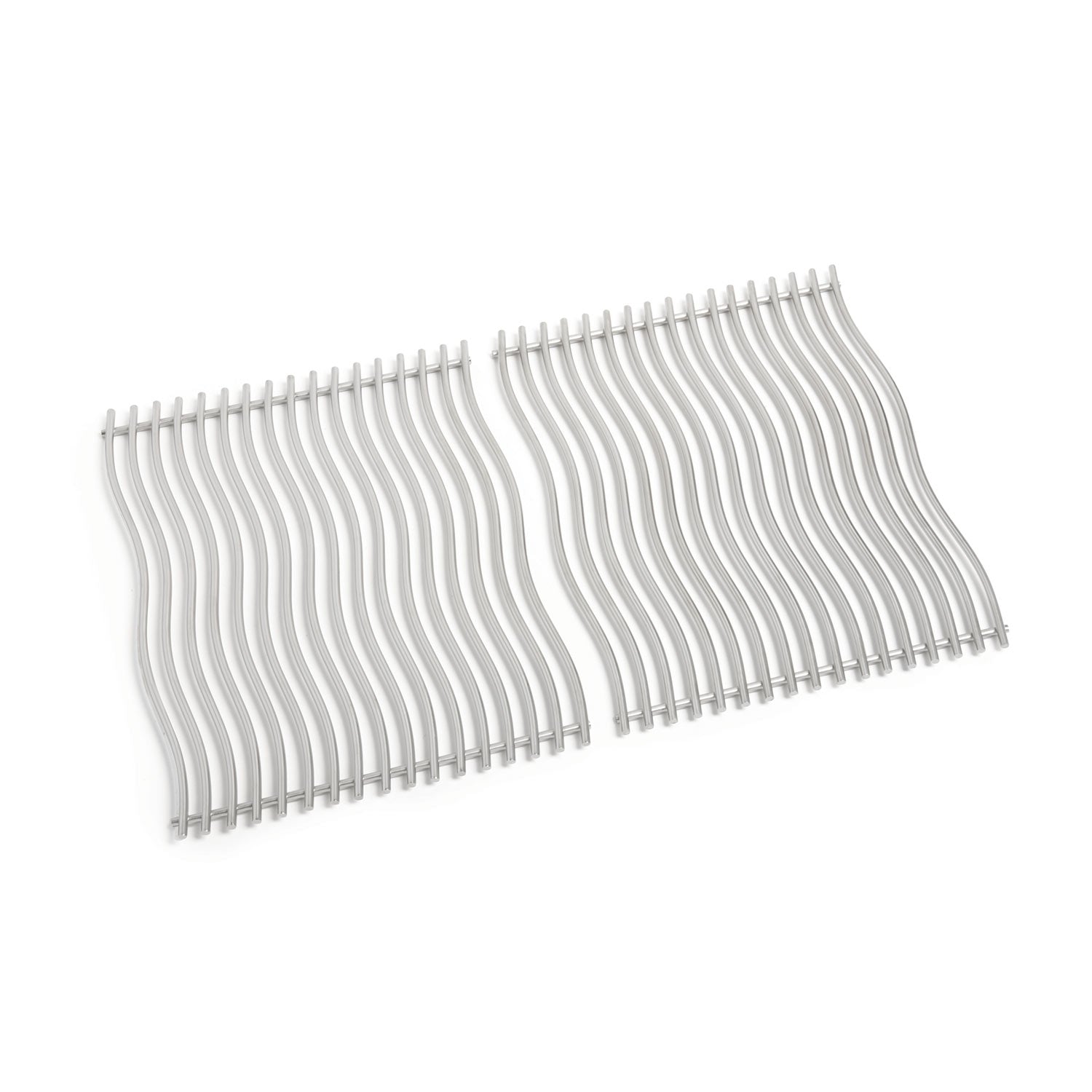Stainless steel cooking grid with parallel bars, curved shape