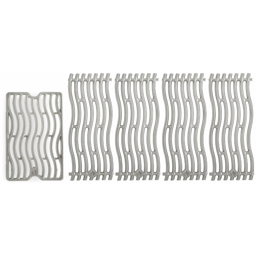 Stainless steel cooking grid set with curved bars, five-piece