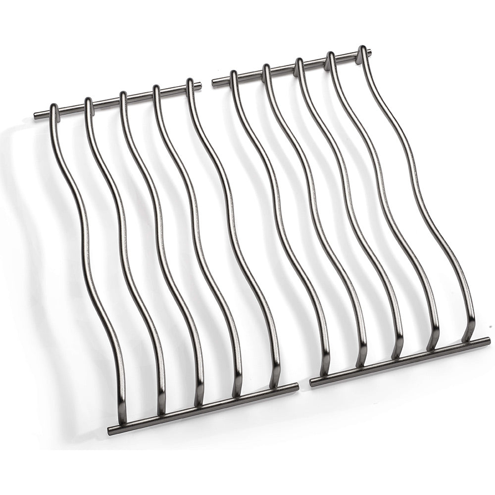 Stainless steel cooking grid with parallel curved bars