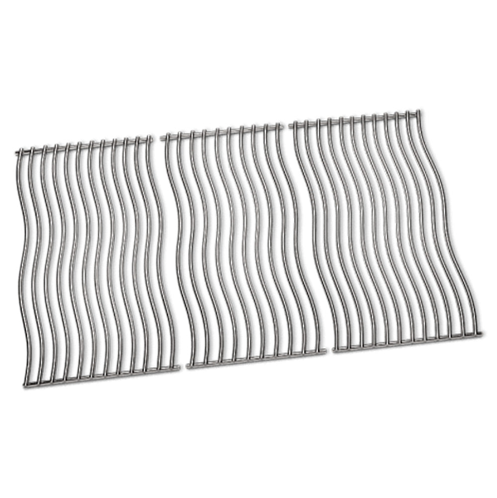 Stainless steel cooking grid set with curved wire bars, 3 panels