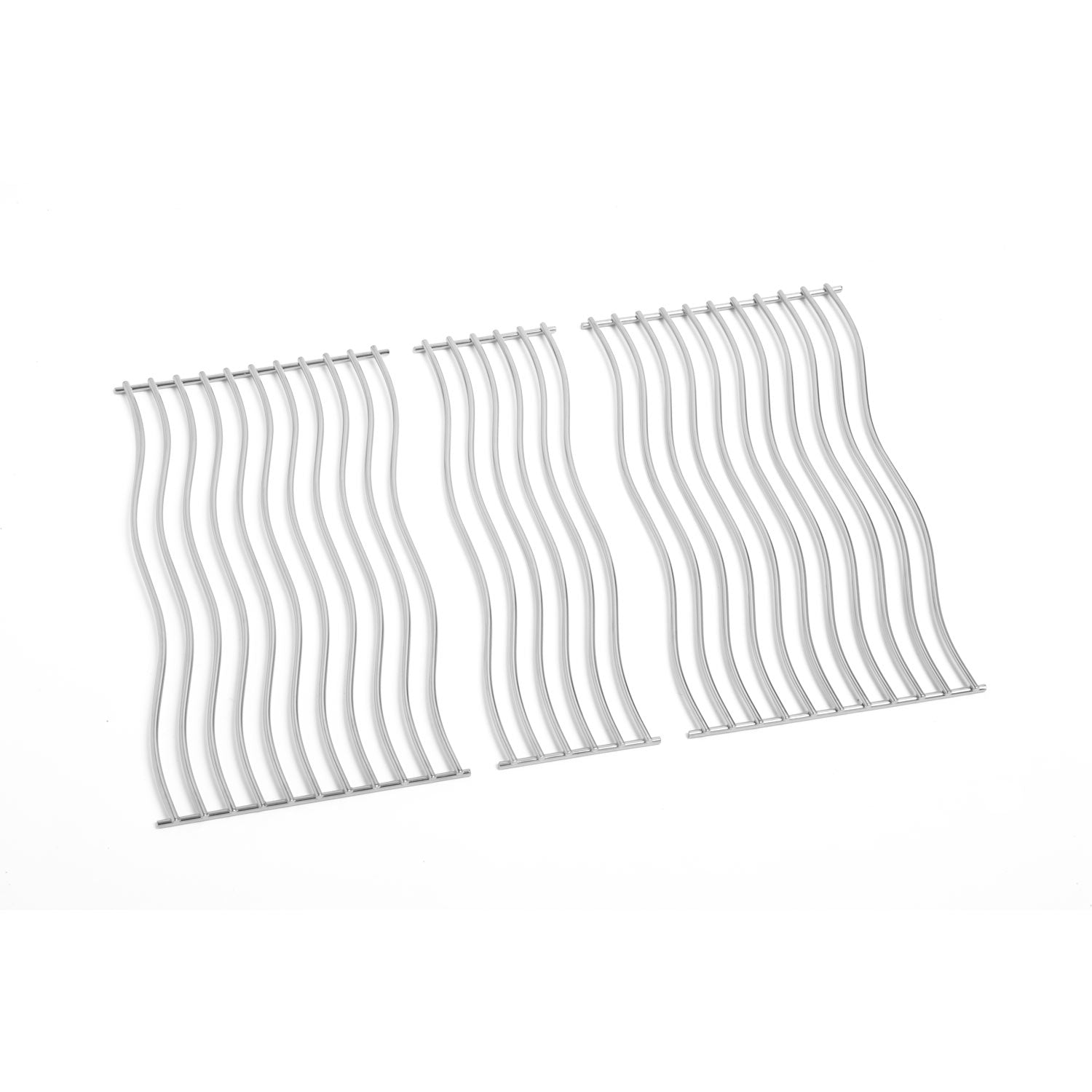 Stainless steel cooking grid set with three wavy bar panels