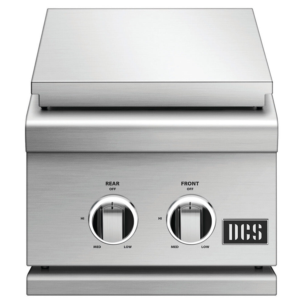 Stainless double side burner with two round knobs and smooth top panel