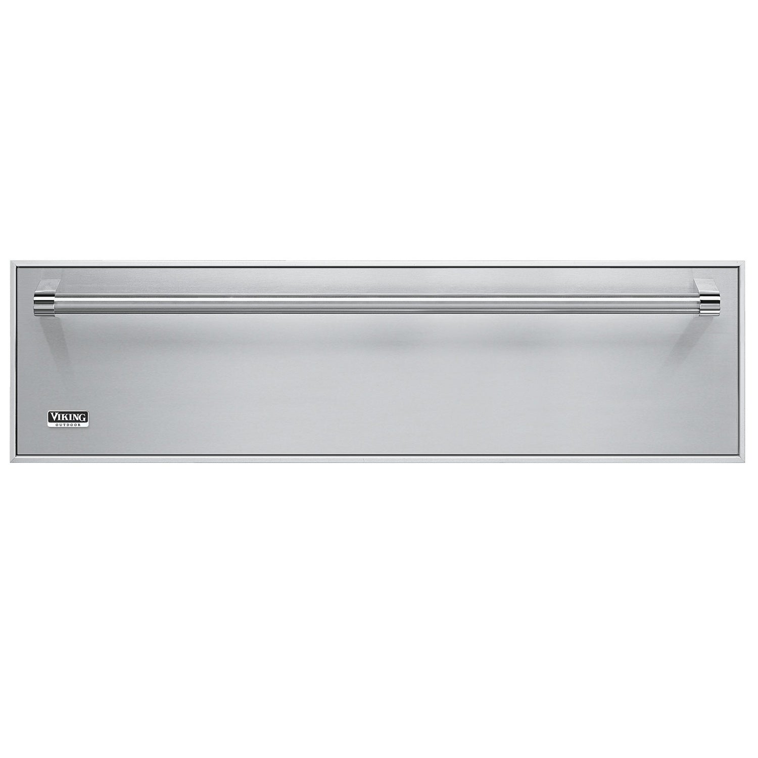 Stainless steel built-in storage drawer with horizontal handle bars