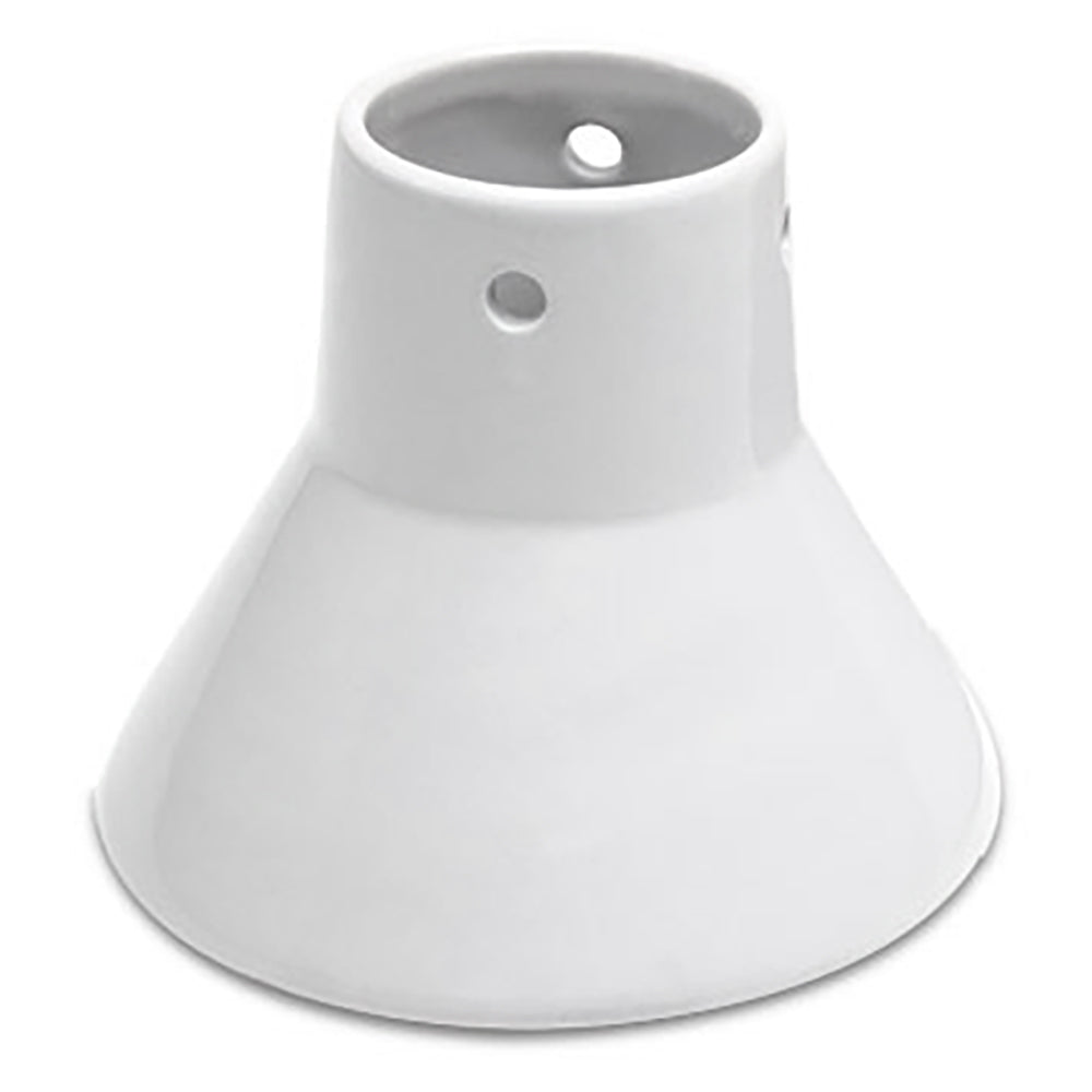White ceramic chicken roaster stand with oval cavity and side holes