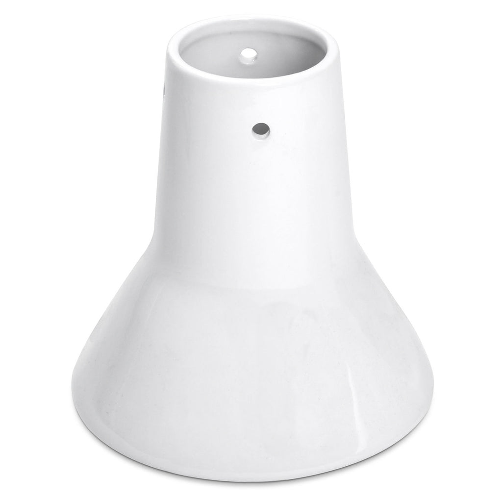 White ceramic turkey setter stand, flared base with small holes on top
