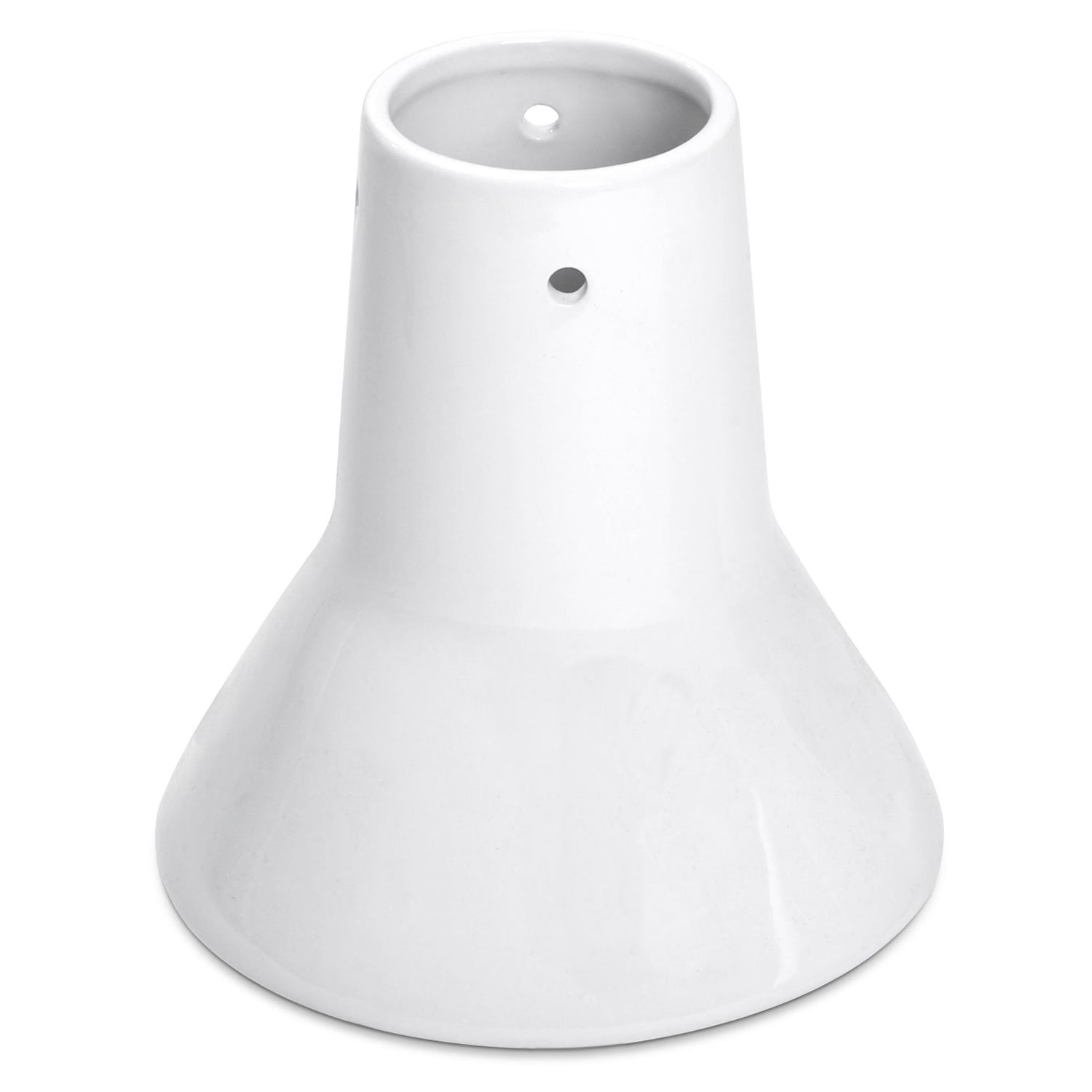 White ceramic turkey setter stand, flared base with small holes on top