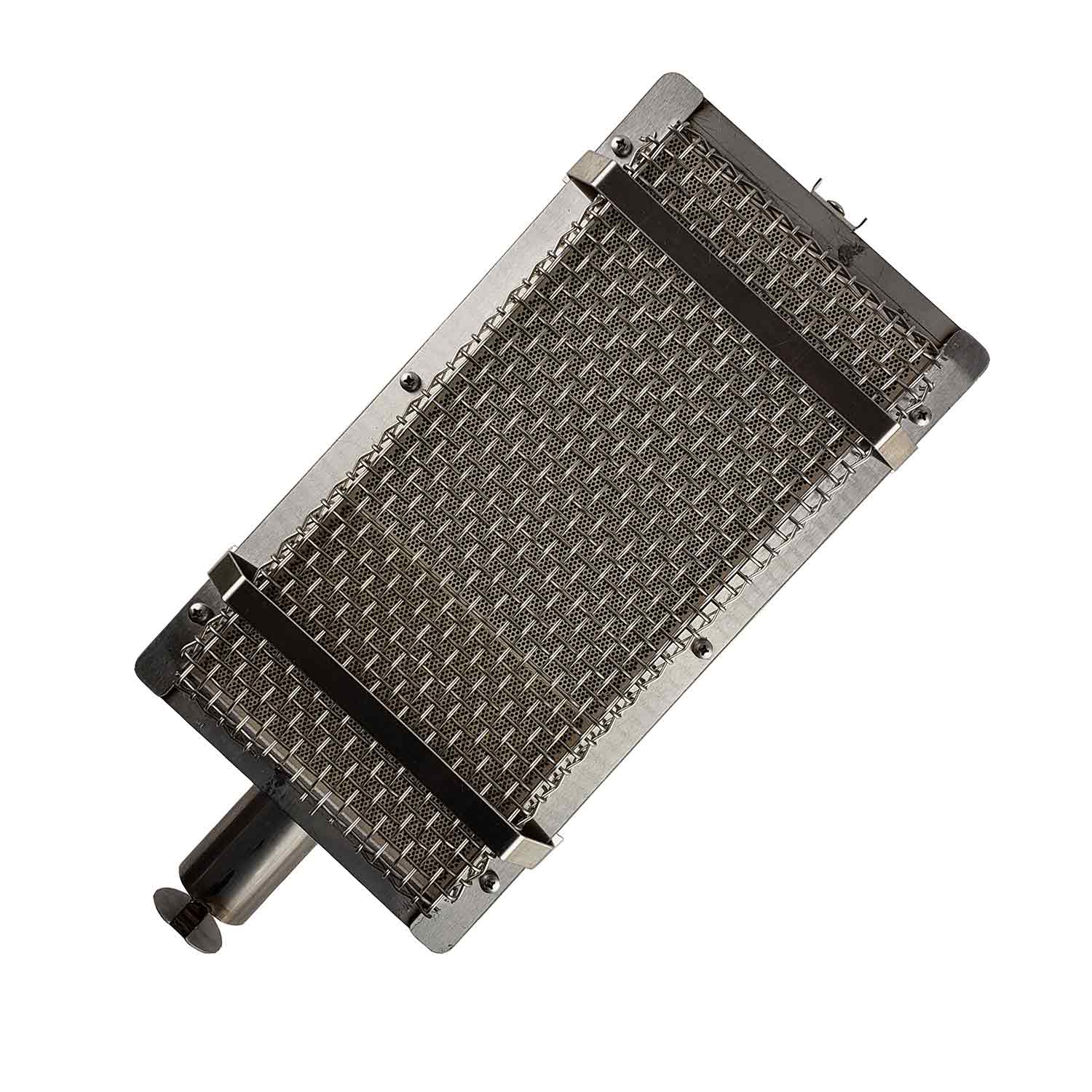 Infrared burner screen assembly with metal mesh and mounting frame