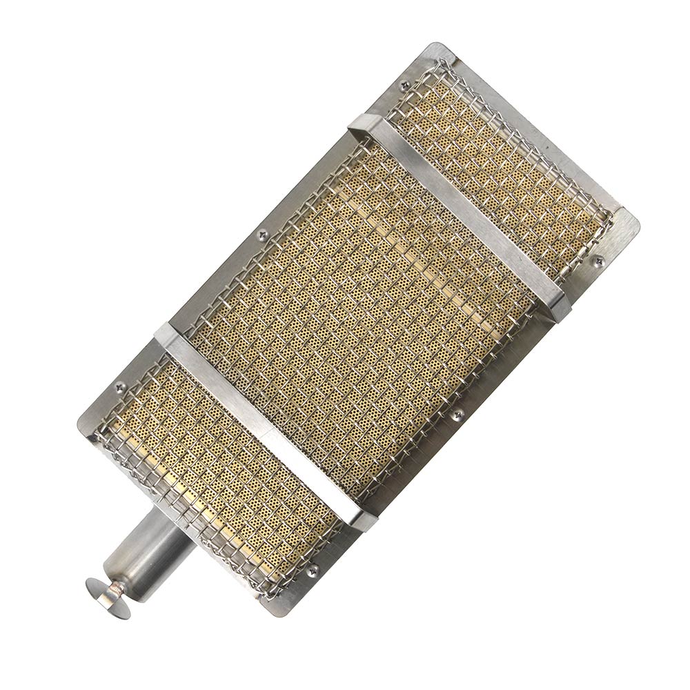 Infrared burner screen assembly with wire mesh panels and metal frame