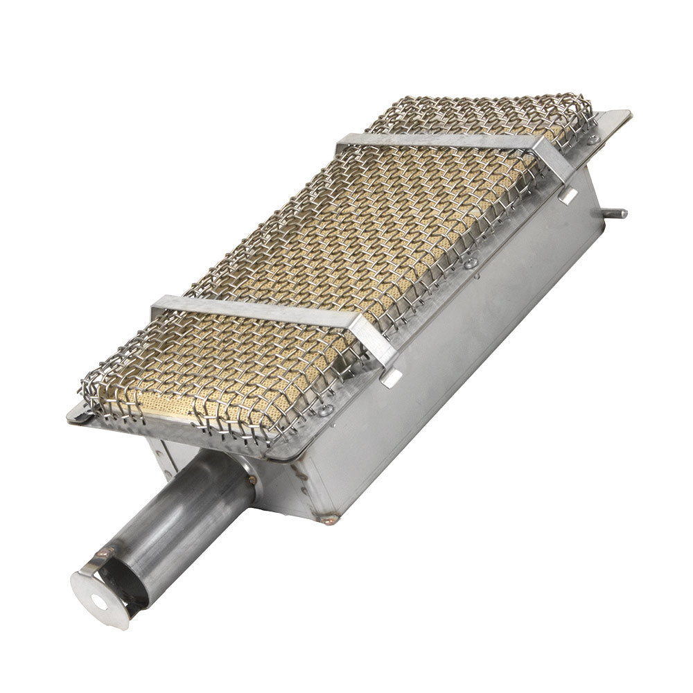 Infrared grill burner screen with stainless mesh and metal housing