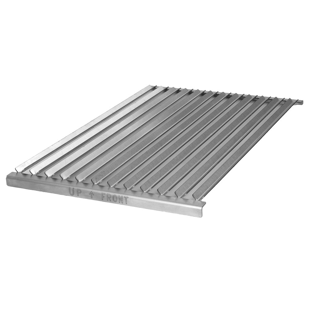 Stainless steel grill grate with parallel bars and side frame, for replacement